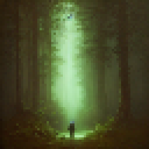 A dark, misty forest surrounds a warlock as they stand in front of a glowing portal, their emerald cloak billowing in the wind, with a sinister grin on their face, in the style of a gothic oil painting.