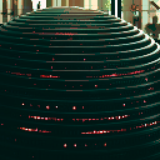 Android, metallic body, glowing LED lights, circuitry patterns, retro game console, vibrant colors, blocky pixels, retro-futuristic aesthetic, wireframe display, digital glitches, futuristic cityscape, neon signs, flying cars, holographic advertisements, pixelated android avatars, robotic movements, futuristic gadgets, vibrant energy flow, cybernetic enhancements