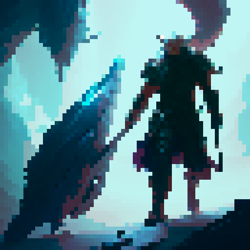 middle-aged warrior, wielding a gleaming, enchanted sword, battles a towering, fire-breathing dragon in a mystical, otherworldly realm