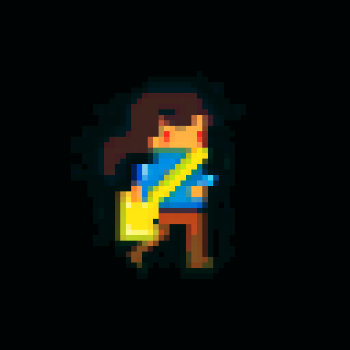 walking right with swinging arms and swaying hair, walking left with swinging arms and swaying hair, standing still with parallel arms and forward-facing eyes, jumping with arms and legs stretched in pixel art style and sRGB format
