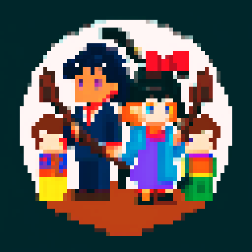 People of various races and genders standing together. One person holds a broomstick