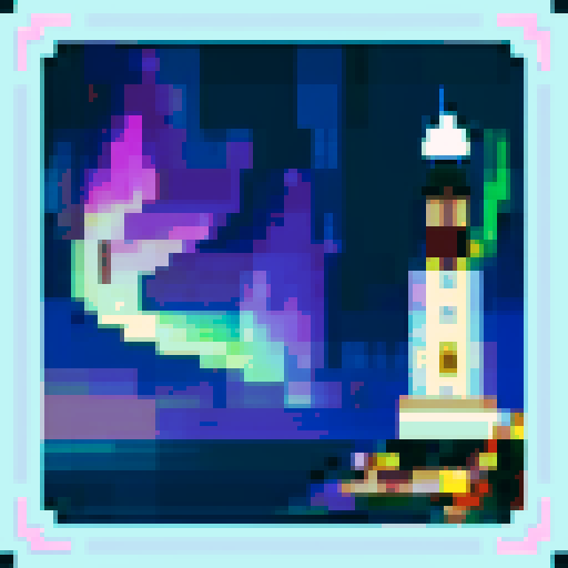 lighthouse, sea, aurora