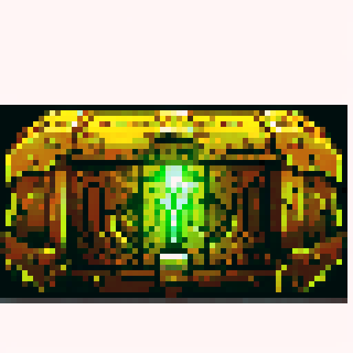 mystery box, shining light, vibrant colors, retro video game aesthetic, pixelated details, 8-bit graphics, sRGB
