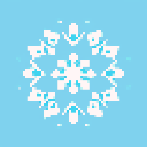 Create a simple and clean icon representing ice magic. The design should be minimalistic and convey the essence of cold and ice. Use cool colors like blue and white, and incorporate elements such as snowflakes, icicles, or frost. Ensure the icon is easily recognizable and visually appealing.