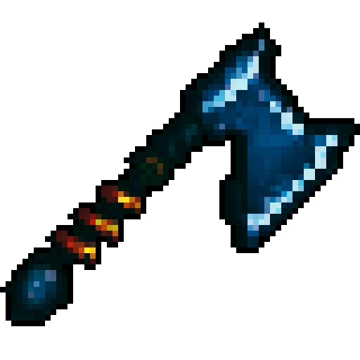 fantasy axe, sharp blade, metallic sheen, steel colored blade, textured grip