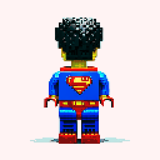 superman, lego, pixel art, vibrant colors, blocky design, sRGB