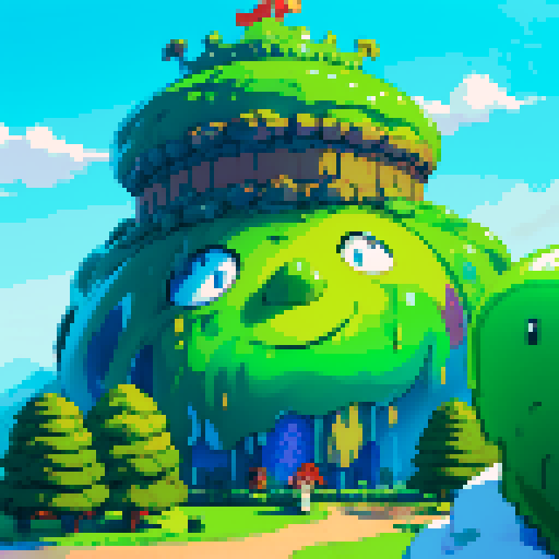 giant slime wearing crown