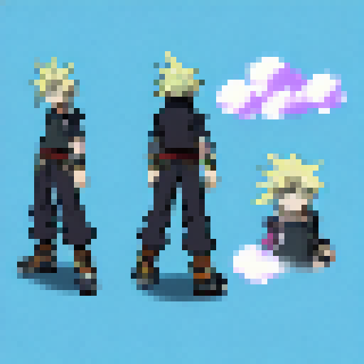 Cloud from Final Fantasy 7, to be used on a 2d side-scrolling game