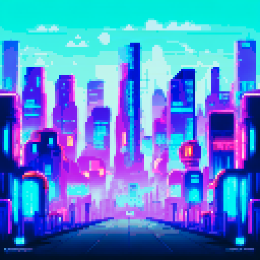 Neon-lit, towering goalposts stand guard over a cybertronic, gridiron battlefield complete with holographic yard markers, a sleek and streamlined stadium, and a backdrop of a city skyline shrouded in darkness