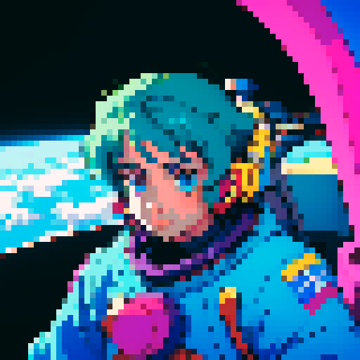 Space pilot flying ship. Vibrant. 80s Anime style 