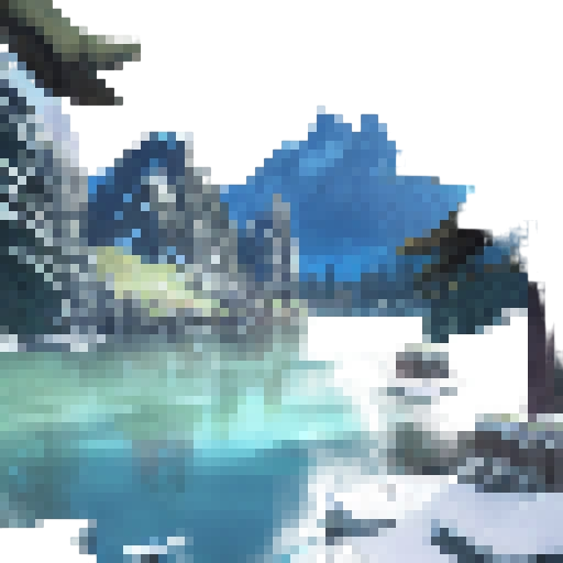 A majestic, snow-capped mountain range towering over a tranquil, crystal-clear lake surrounded by lush, green forest, all captured in stunning landscape photography