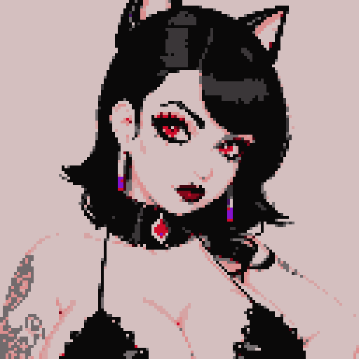 busty goth, nude curvy goth, cute goth woman, with black hair, and red lipstick, nude breast, beauty photo, glamour shot, avatar portrait