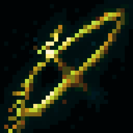 angelic, golden halo, flowing hair, delicate features, serene expression, feathered wings, ethereal glow, intricate bow, celestial colors, gleaming gems, soft shading, pixelated details