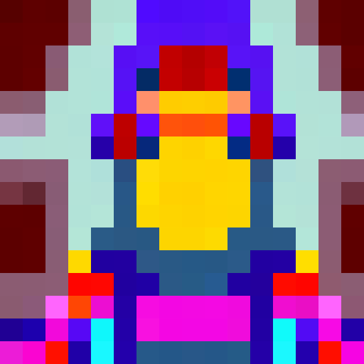 Opal gemstone with iridescent mix of blues, greens, pinks, and purples, showcasing a rounded or irregular shape reflecting its natural form, featuring a gradient of shifting colors across its surface to capture the play-of-color effect, minimal faceting to maintain a smooth, fluid appearance, with a close-up, portrait-style depiction in pixel art, designed as a visually dynamic and unique game icon in a 16x16 size