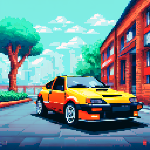 Photorealistic whole Toyota AE85, centered, three-quarter view, right front wheel, clean background, realistic colors, pixel art style
