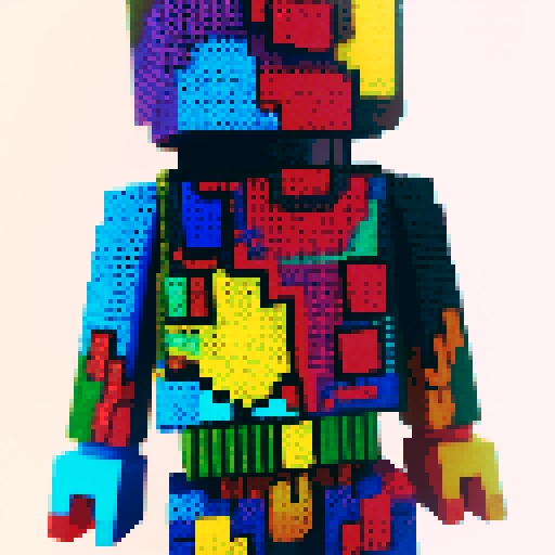 colorful pixel lego blocks arranged in a playful, vibrant composition, showcasing the intricate details and vibrant colors of pixel art in the sRGB color space