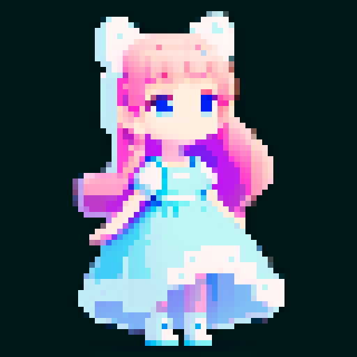 A young lovely girl; full figure picture; wearing light blue and white dress