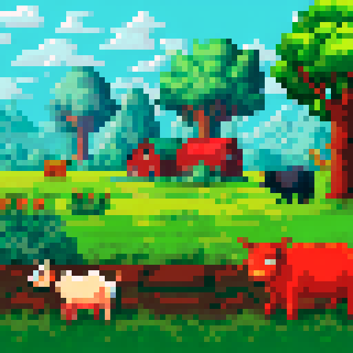 2d game mobile starting background with farm animals
