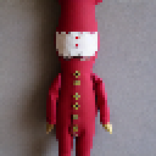 a sack doll that has buttons as eyes and a neat as a mouth.