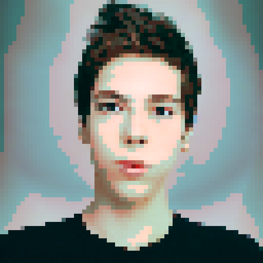 Pixel art portrait profile picture, cartoony, retro