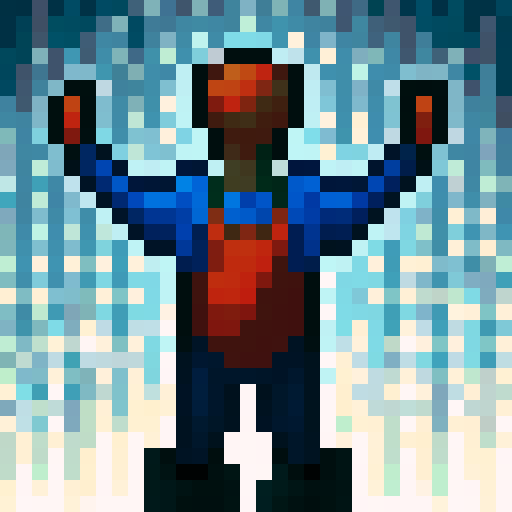 warehouse worker, Amazon Germany, jacket, gloves, safety boots, game icon, 32x32 pixel art, sRGB, skill art, full length