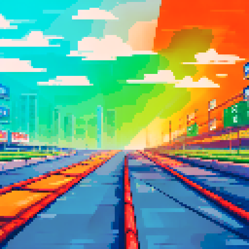 the start of the race, the race track cars are in a row, the traffic lights show green, the race begins