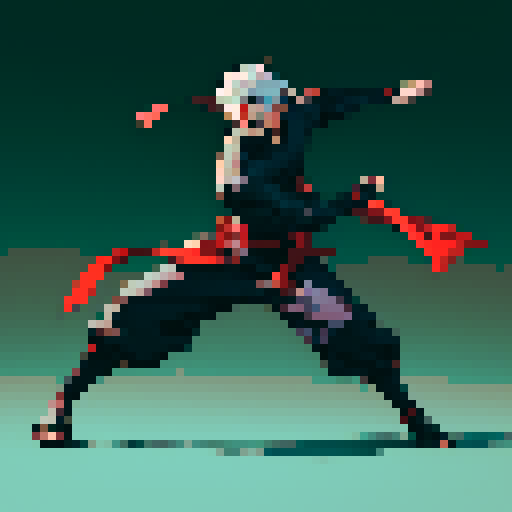 Full-body image of a male ninja ready to fight, no background