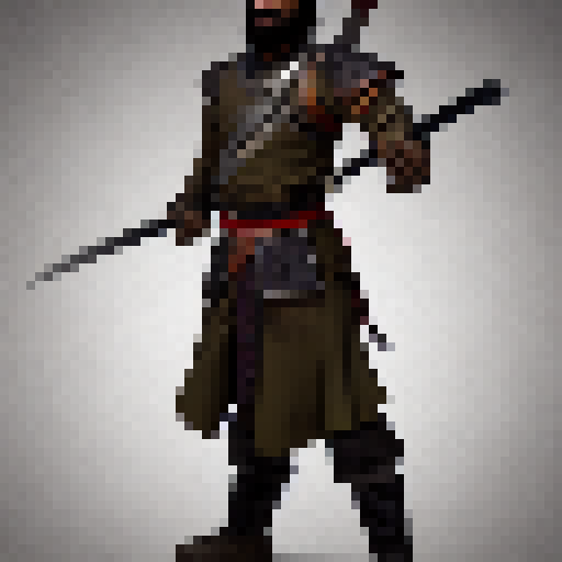 Persian samurai warrior with katana sword 