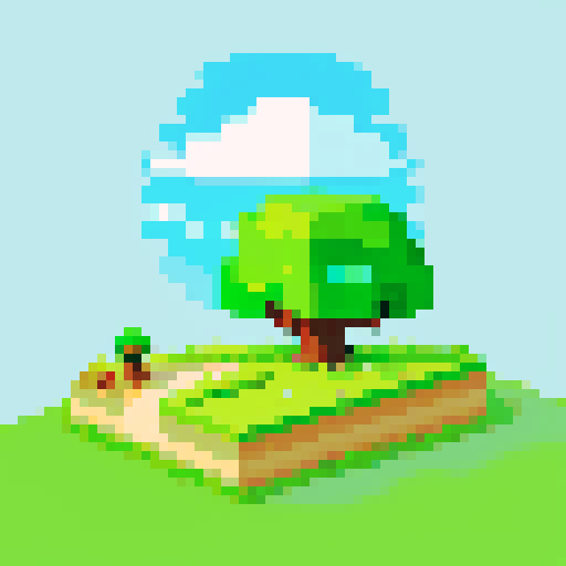 2D flat grass with blue sky and some clouds