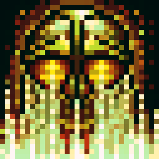 treasure chest, game icon, 32x32 pixel art, sRGB, skill art, close up, portrait, shiny gold, ornate lock, intricate carvings, wooden texture, glimmering gems, mysterious aura
