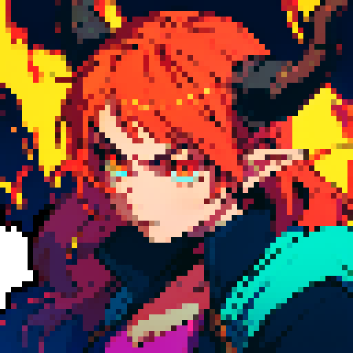 top down dragon head sprite, vibrant colors, glowing eyes, horns, 8-bit art style, sRGB