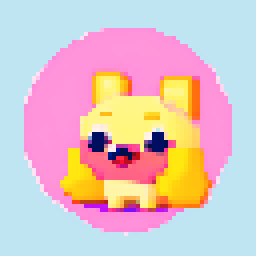 portrait, sprite art, cute, small dog, cute dog, fluffy, pixel art, sRGB