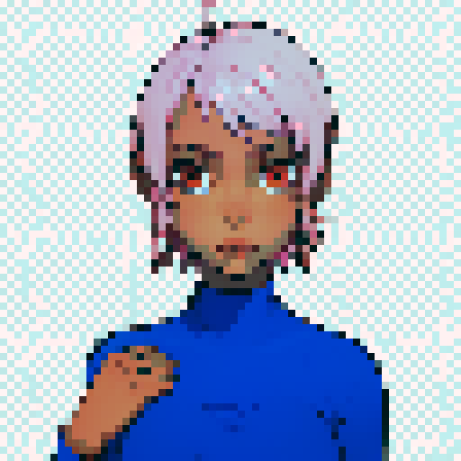 Teenage black girl with pink hair and orange eyes