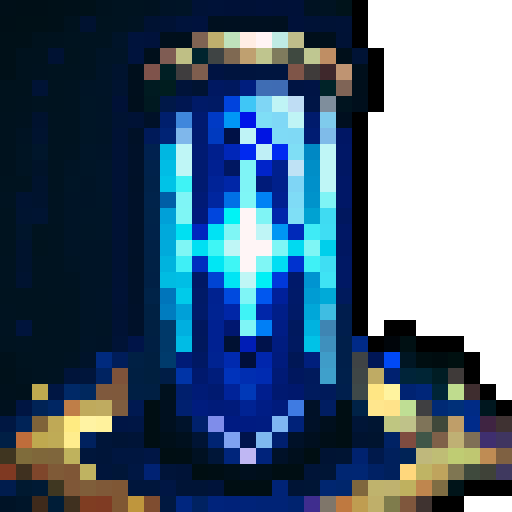 Warp stone emitting blue-ish energy, no background, game icon, 32x32 pixel art, sRGB, skill art, close up, portrait