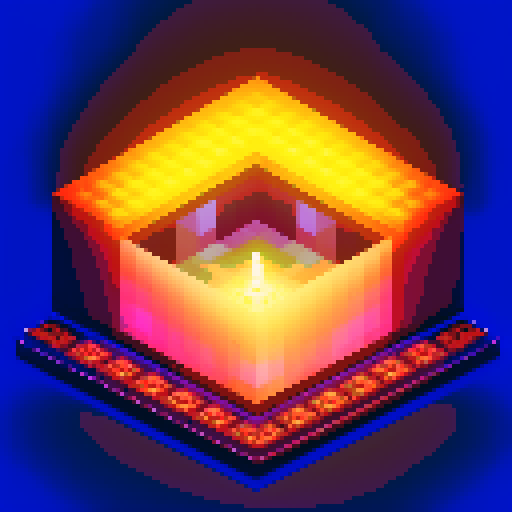 mystery box, pixel art, rare items inside, glowing light, vibrant colors, intricate details