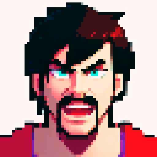 portrait, sprite art, sleazy guy, mean, gross