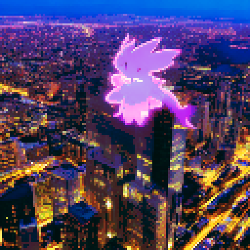 Sultry, purple-haired vixen lounging atop a neon-lit skyscraper, surrounded by billowing clouds of smoke, wearing a skin-tight latex bodysuit that glistens in the city lights