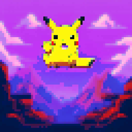 A single sprite of Pikachu from Pokemon, on a plain white background. Facing forward with a plain expression.