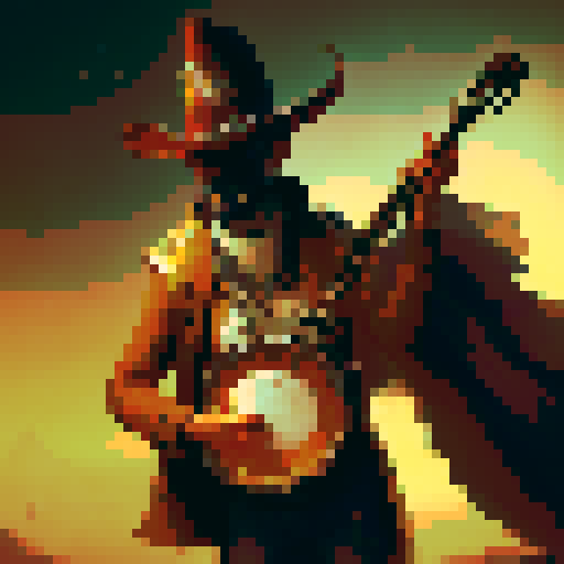 Mexican mariachi without legs, with large mexican hat, mustaches and holding banjo