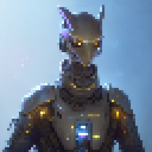 Futuristic, cyberpunk, neon-lit, metallic, sleek, sci-fi. 

        Cybernetic humanoid figure emerges from a hovering pod, wielding a high-tech weapon and clutching a glowing energy orb, against a neon-lit, metallic cityscape.