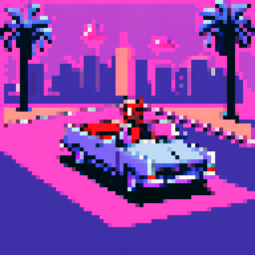 Can you make a devil, driving around in his cabrio through Miami saying the text 'You took my breath away, when we locked eyes, You are my devil baby, devil in disguise'