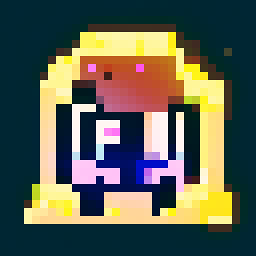 The word Beta in badge style, 32x32 pixel art, bold black outline, sRGB color