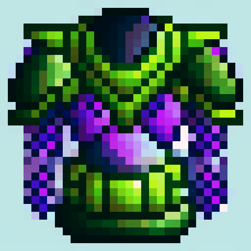 warlock armor with purple trim and green energy surrounding