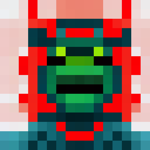 Teal colored demon head only, 16x16, pixel art, close up, portrait, sharp teeth, fiery eyes, horns, sinister grin, jagged edges, glowing aura, menacing expression. Same image for each portrait except each portrait will opens its mouth, but first portrait is closed mouth and the last portrait is completely open mouth, the remaining two show in between closed and open mouths. 
