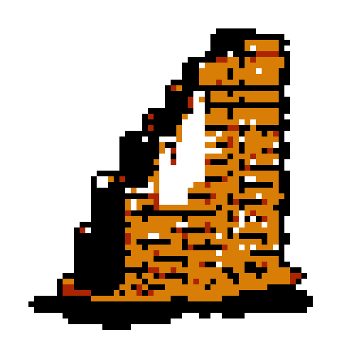 crumbling brick rectangle. Simple style, thick black lines, white background.