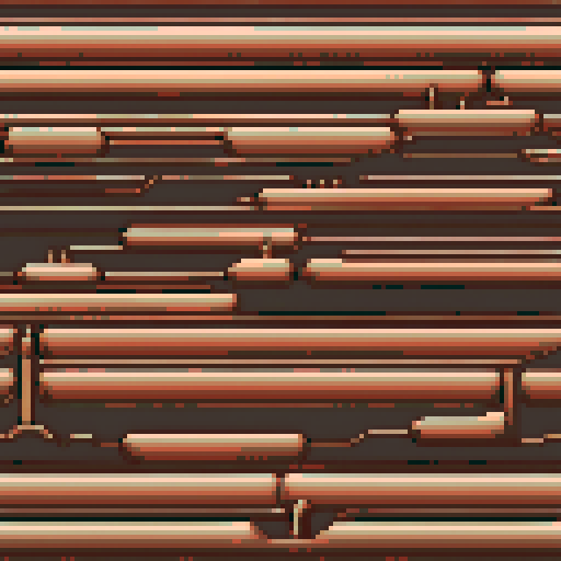 simple, geometrical copper tank treads. Steampunk. It should be seen from the left side with no perspective, on a solid-color background.