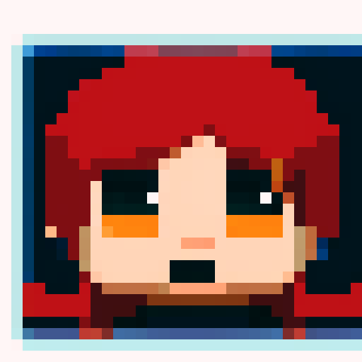 redhead girl standing still; pixel art