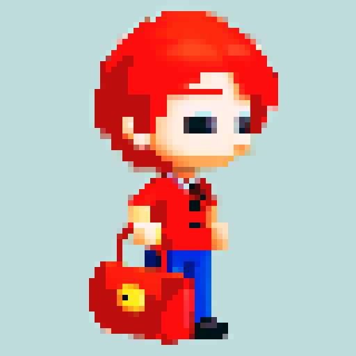 redhead donald tusk with ladybug bag
