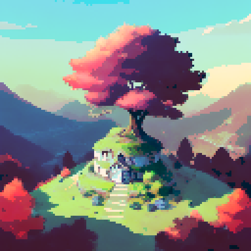 old observatory on the top of the hill, sunset, trees on the sides, dark