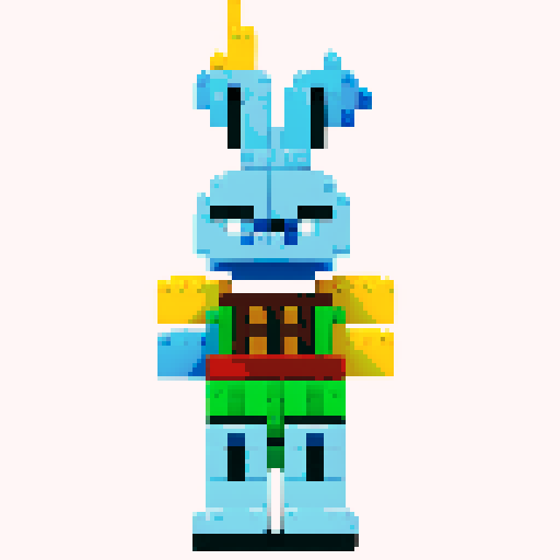 Bugs Bunny, pixelated, Lego, vibrant color palette, sRGB